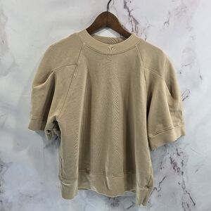Agolde Sweatshirt Womens Large Brown Tan Pullover Crew Puff Round Shoulder Boxy